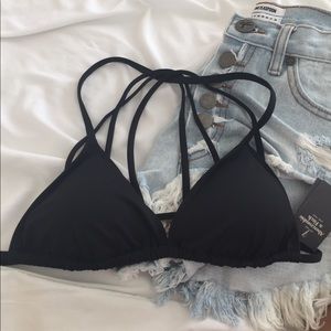 Abercrombie & Fitch Black Swim top w triangle back