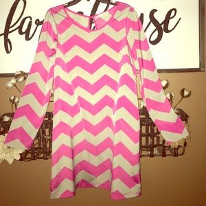Chevron pink and silver dress! Worn once!