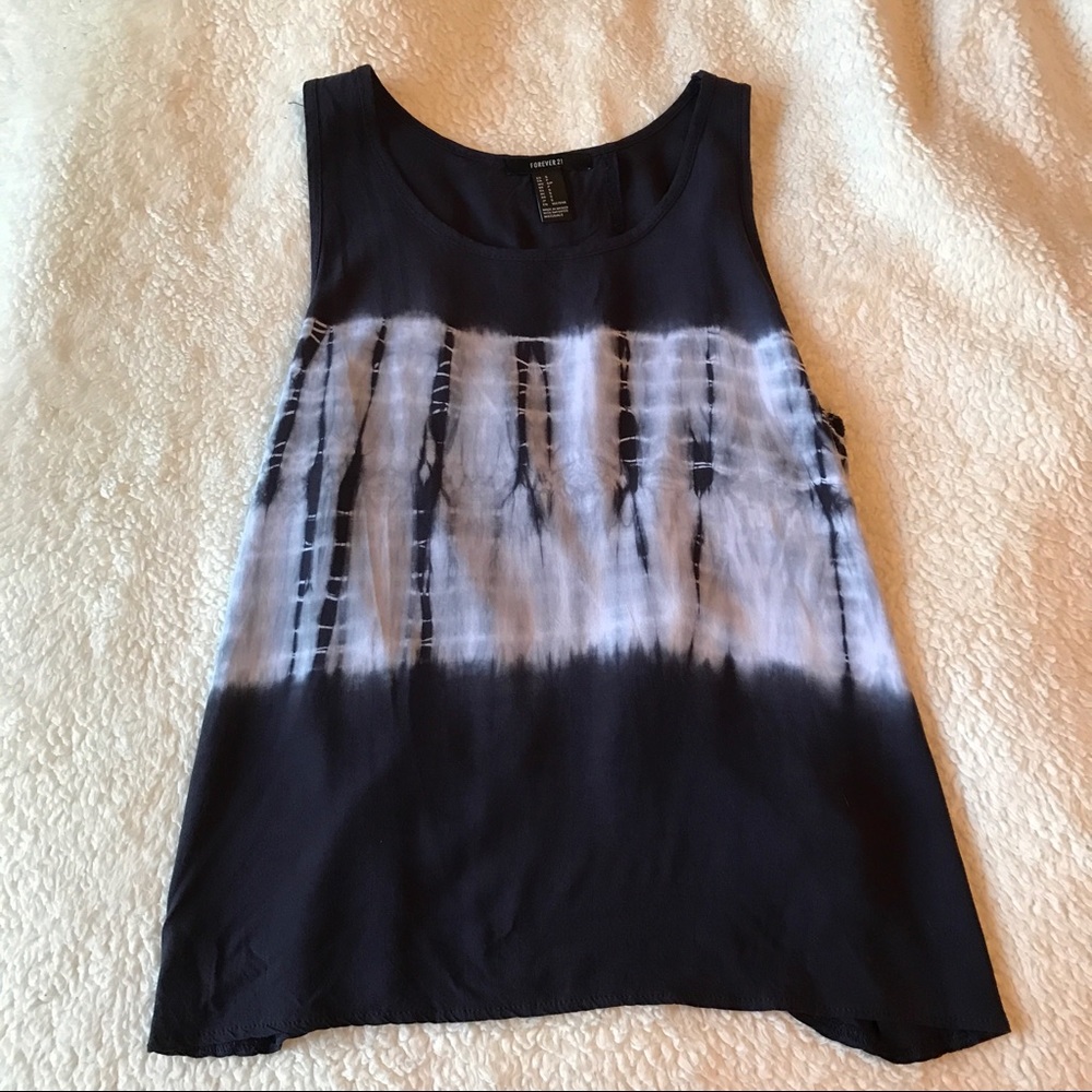 Forever 21 Dark Navy Tie Dye Tank Top