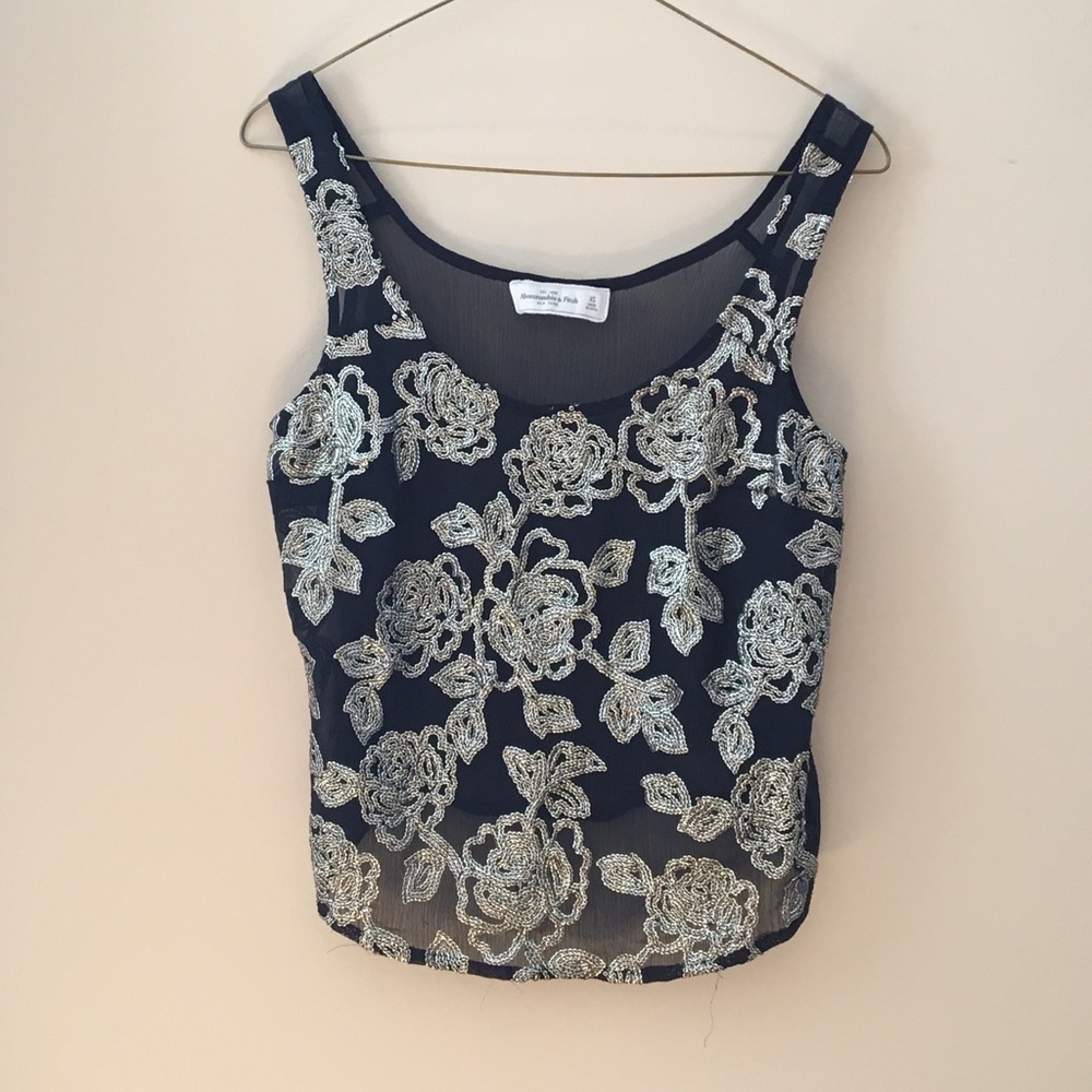 Abercrombie & Fitch, navy and gold tank top