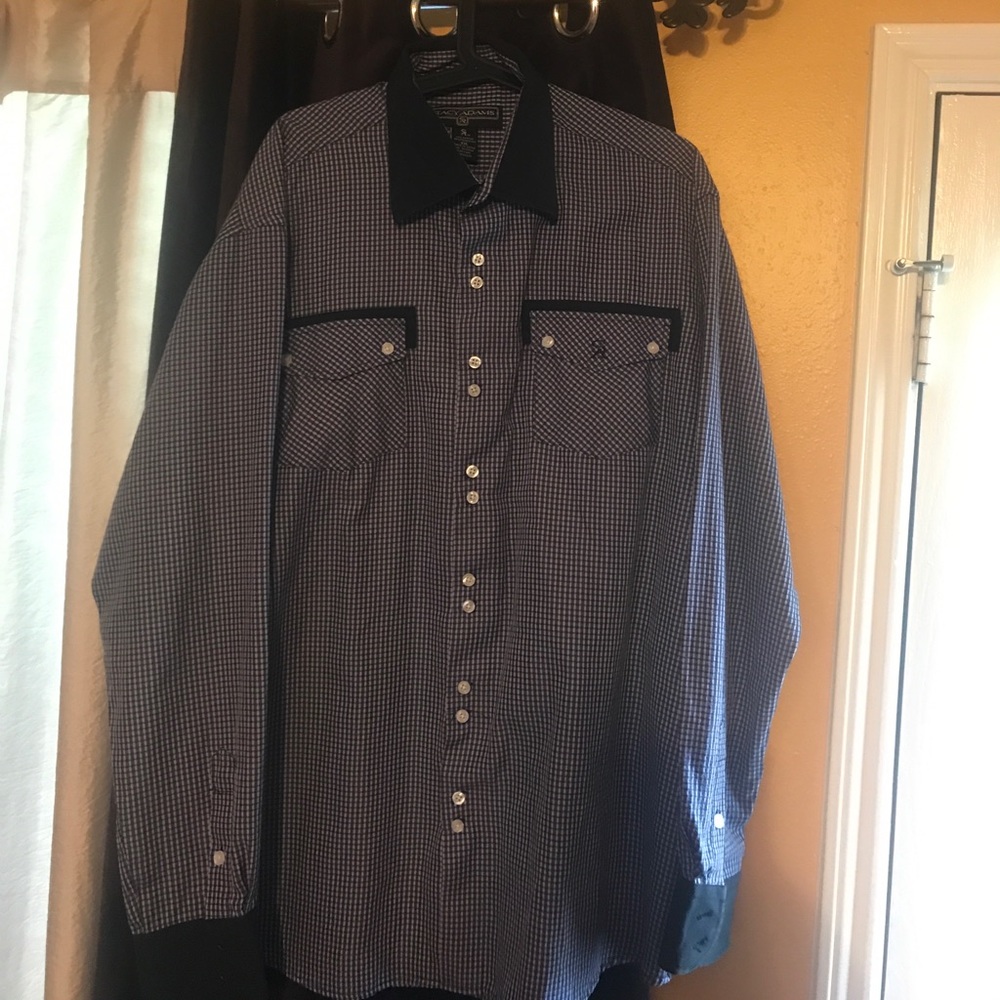 Stacy Adams Purple & Black Button Down Shirt