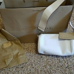 Burberry white handbag w/ shopping bag