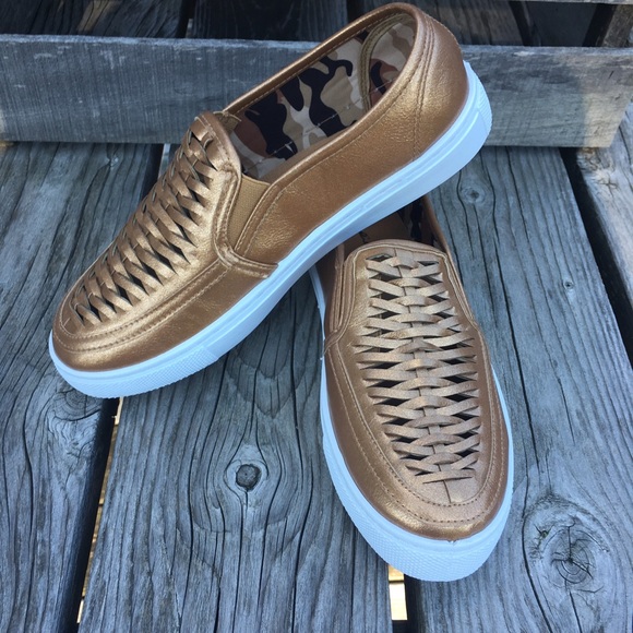 Bronze Leather Woven Loafers! NEW! - Picture 6 of 10