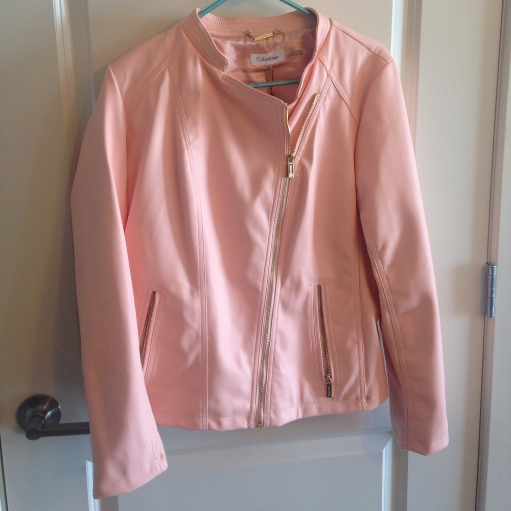 Calvin Klein Pink Faux Leather Jacket