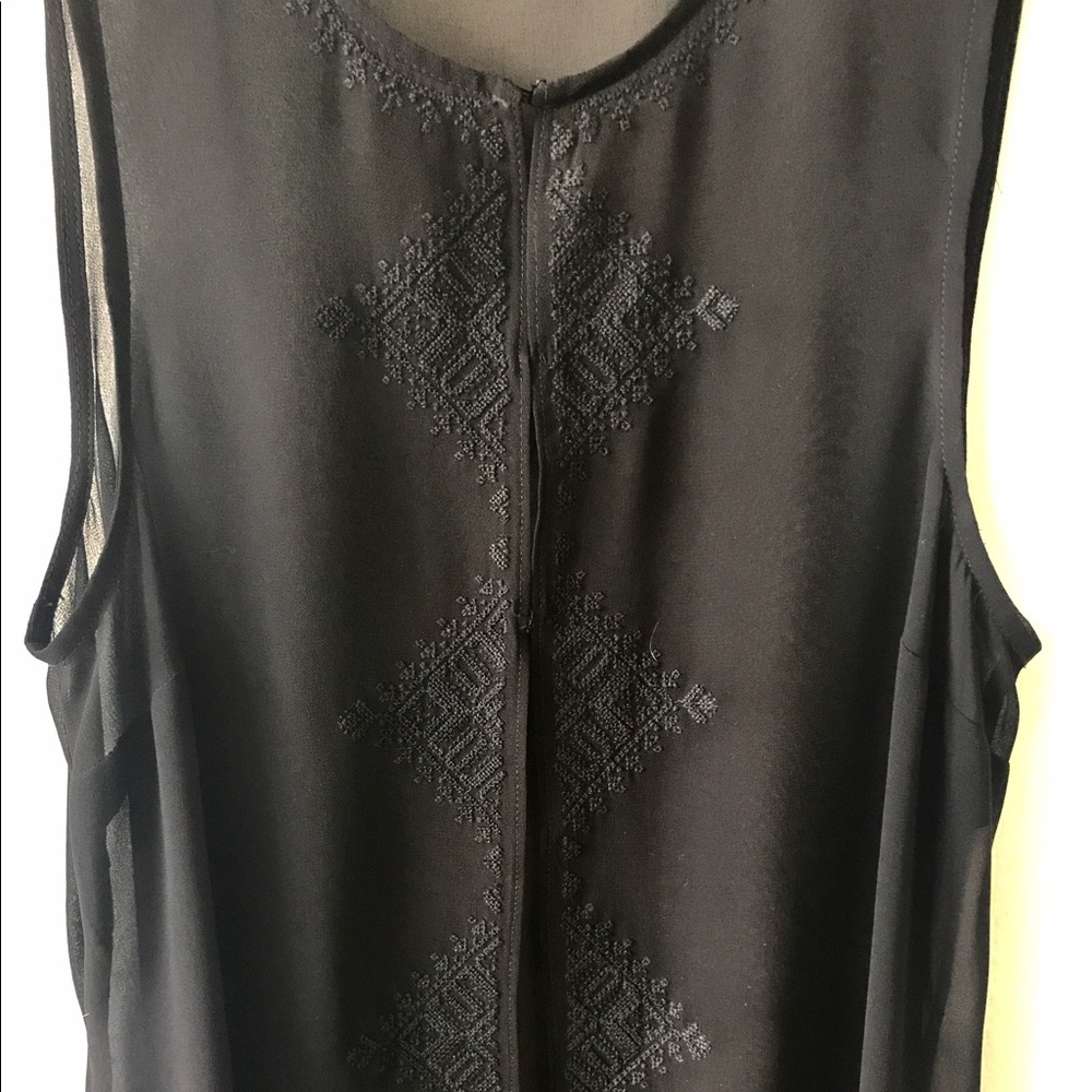 BCBGeneration Sheer Embroidered Black Long Vest