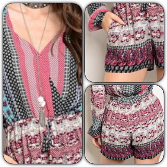 Flirty & Gorgeous Boho Chic Surplice Romper M - Picture 4 of 4