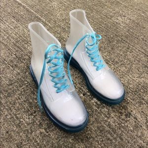 Translucent combat boots