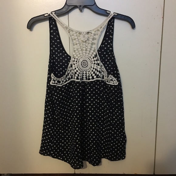 dark navy sheer polka dot tanktop - Picture 2 of 3
