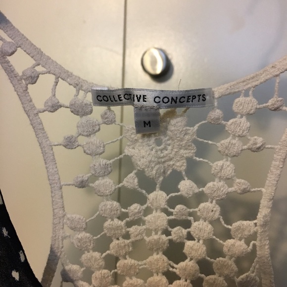 dark navy sheer polka dot tanktop - Picture 3 of 3