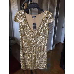 bebe Gold Sequin Cocktail/Party Dress Size 2