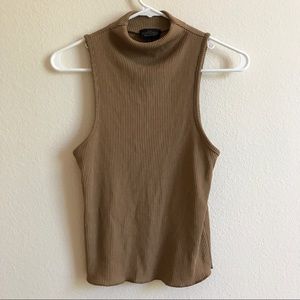 Ribbed tan topshop turtleneck top 💕