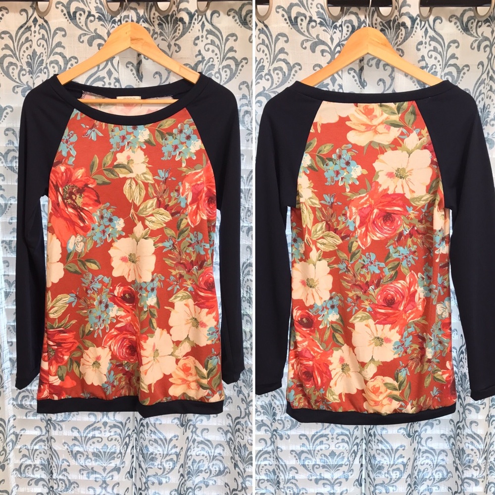 Floral Raglan Lightweight Sweatshirt