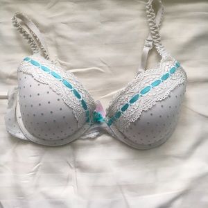 🖤💕Cream Push up Bra with Teal polka dots