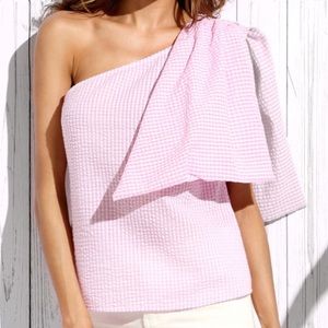 🌸🌸Pink and White gingham one shoulder top! 🌺🌺