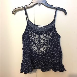cropped floral patterned tank top