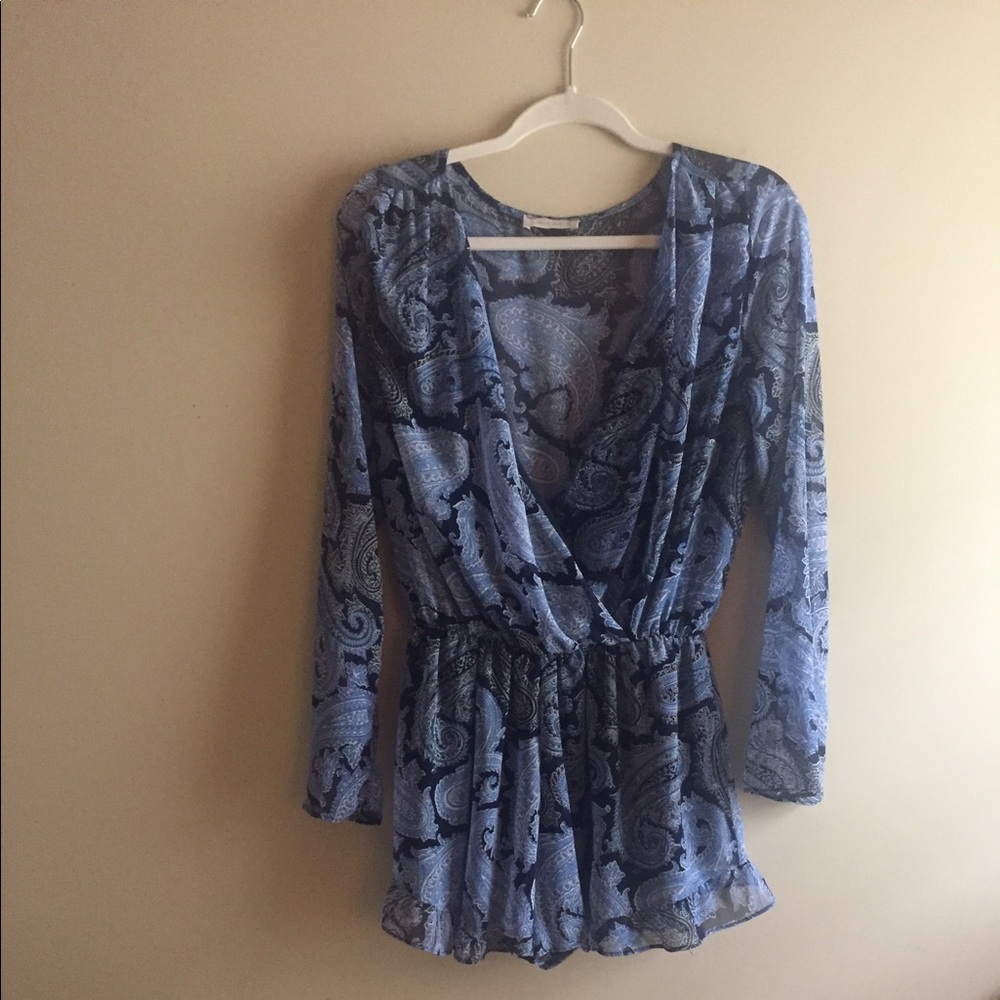 Altar'd state blue paisley romper
