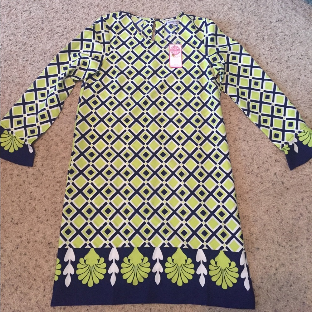 NWT buckhead Bettie's navy white and green dress