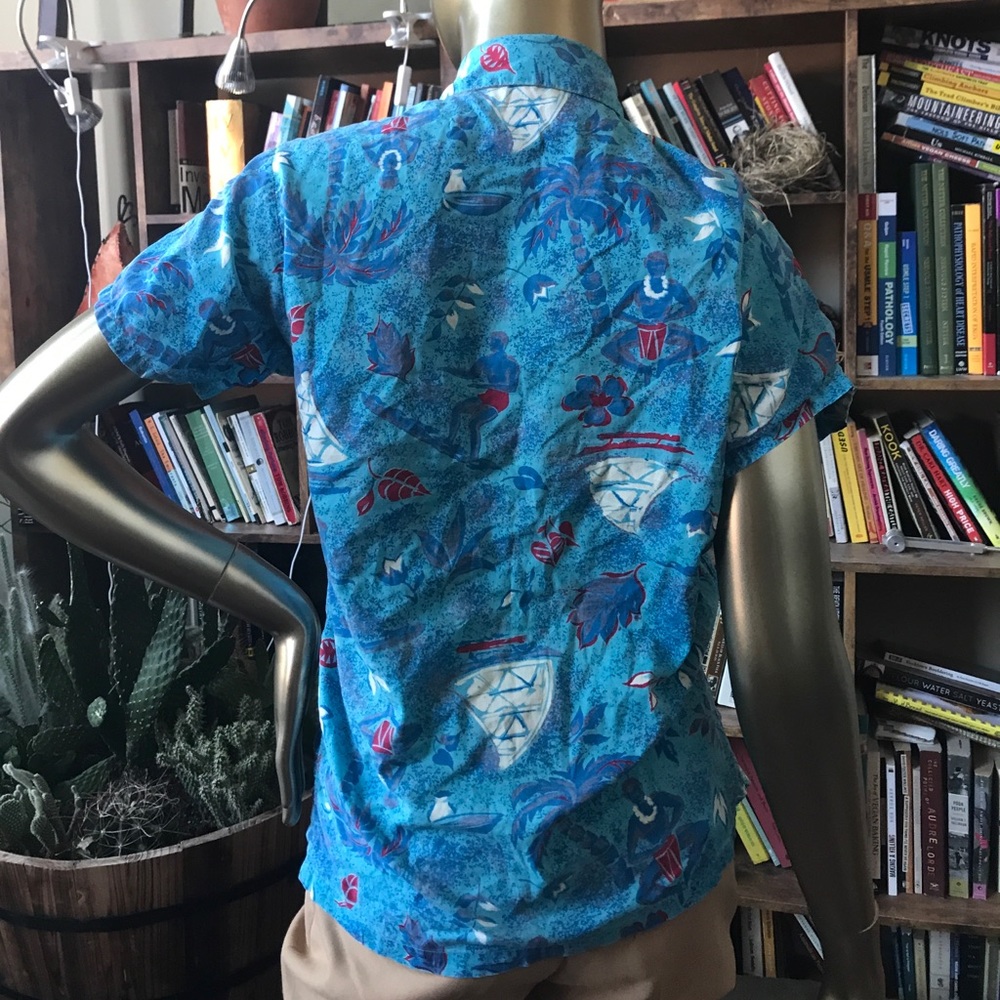 authentic vintage sailboat/leaf hawaiian shirt - Picture 3 of 6