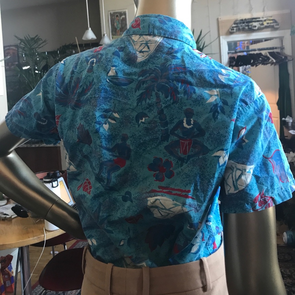 authentic vintage sailboat/leaf hawaiian shirt - Picture 4 of 6