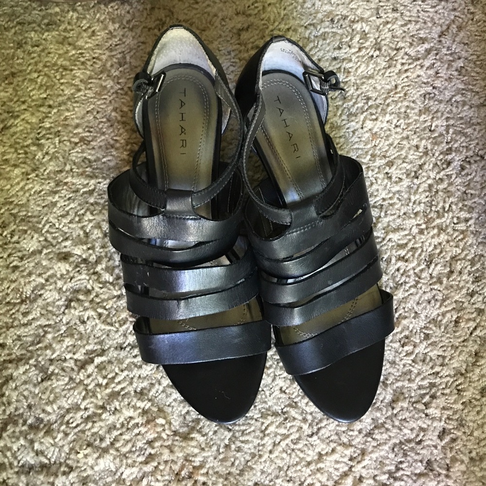 Tahari Leather Dana Sandals
