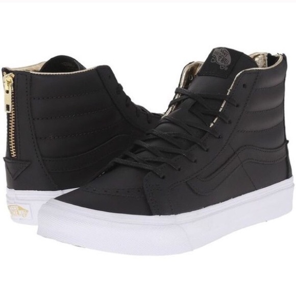 Vans Slim Black Leather - Picture 1 of 2