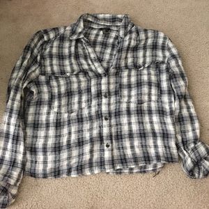 Cropped flannel sweater
