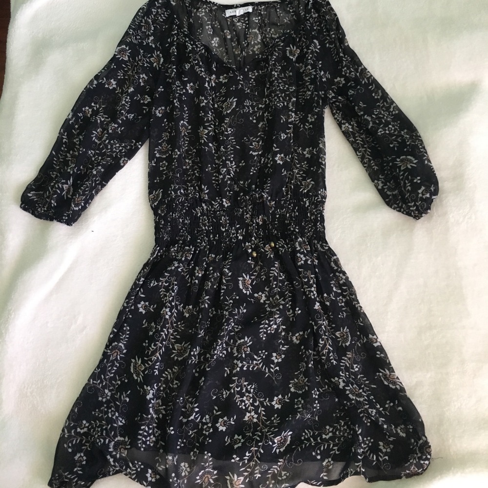 Sheer long sleeve floral dress