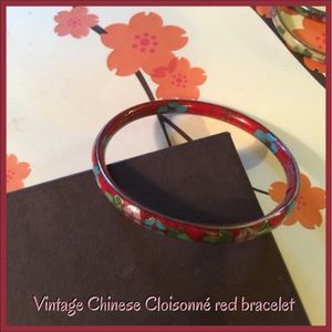Vintage Chinese Cloisonné red bracelet #24