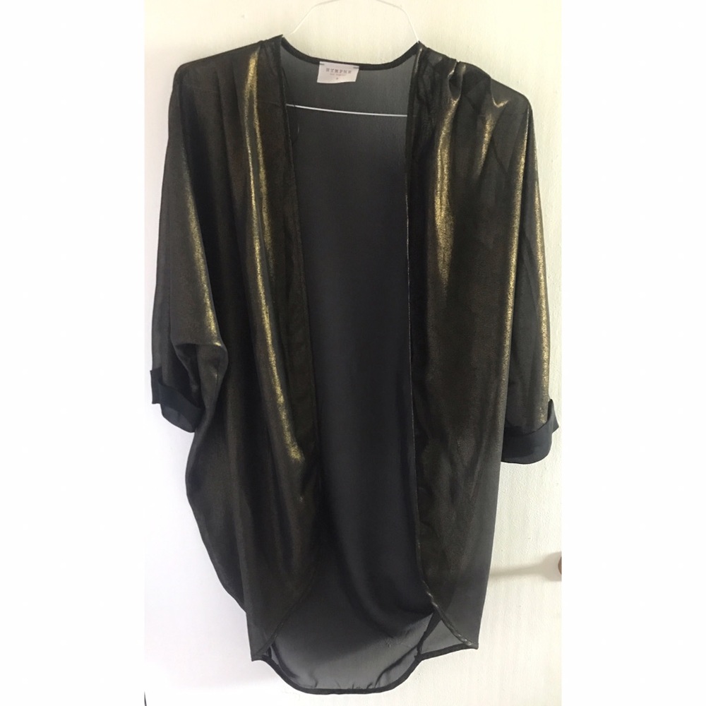 Black with gold shimmer sheer Kimono