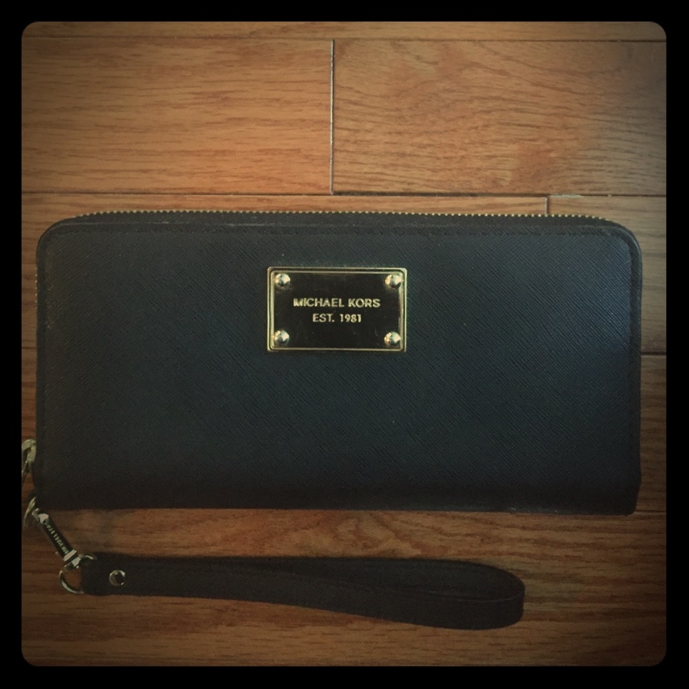 Black and gold MK wallet