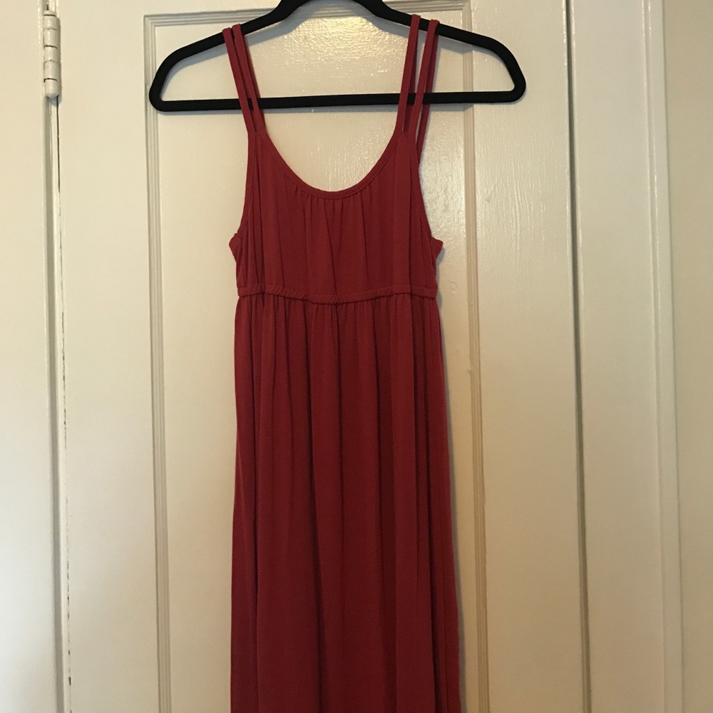 burnt orange casual maxi dress