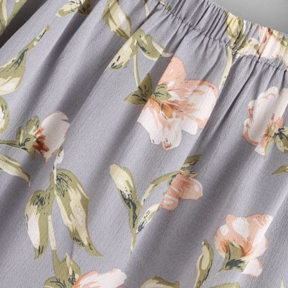 Powder Blue Off-the-Shoulder Floral Print Top - Picture 2 of 4