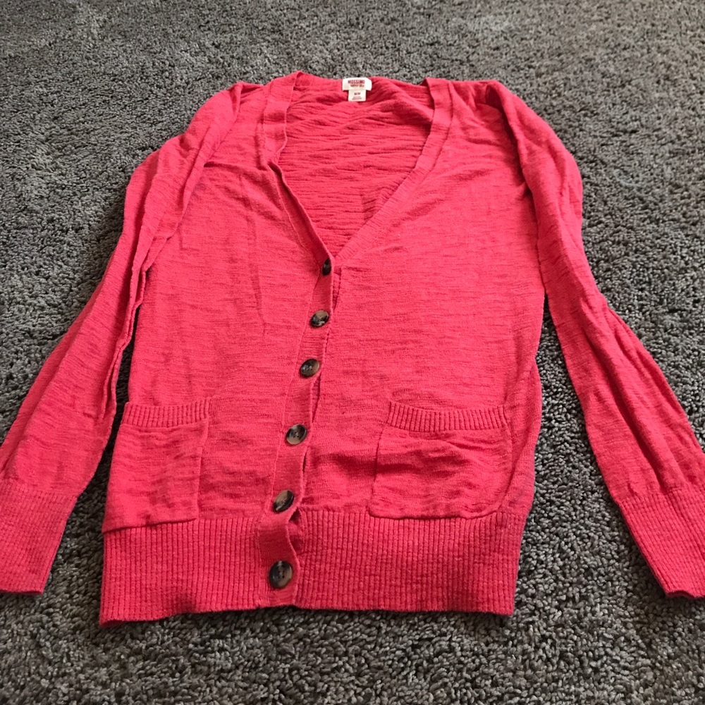 Red cardigan