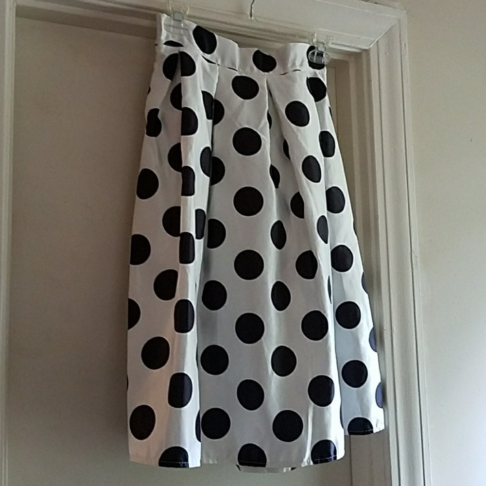 White skirt with black polka dots
