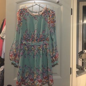 Minted floral Dress with cut out sleeves