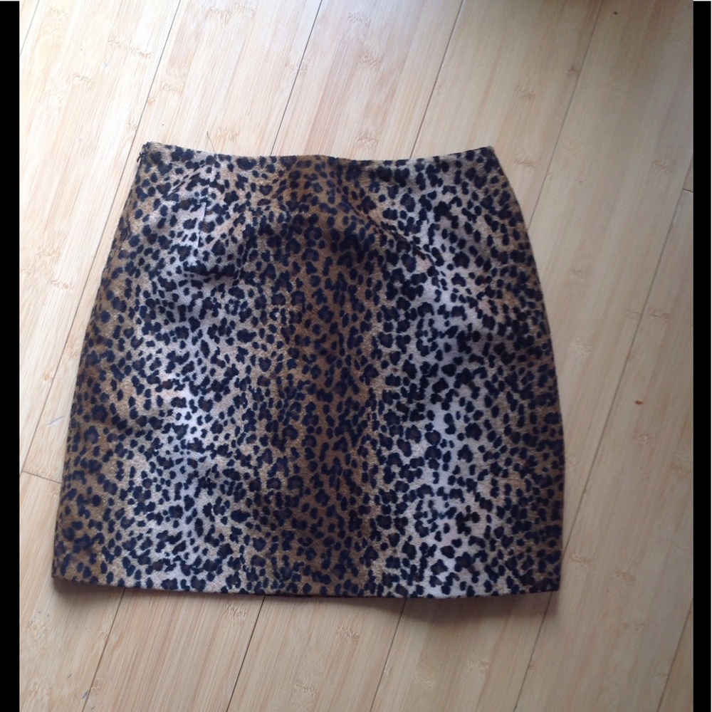 Hugo Buscati Leopard Print Faux Fur Mini Skirt