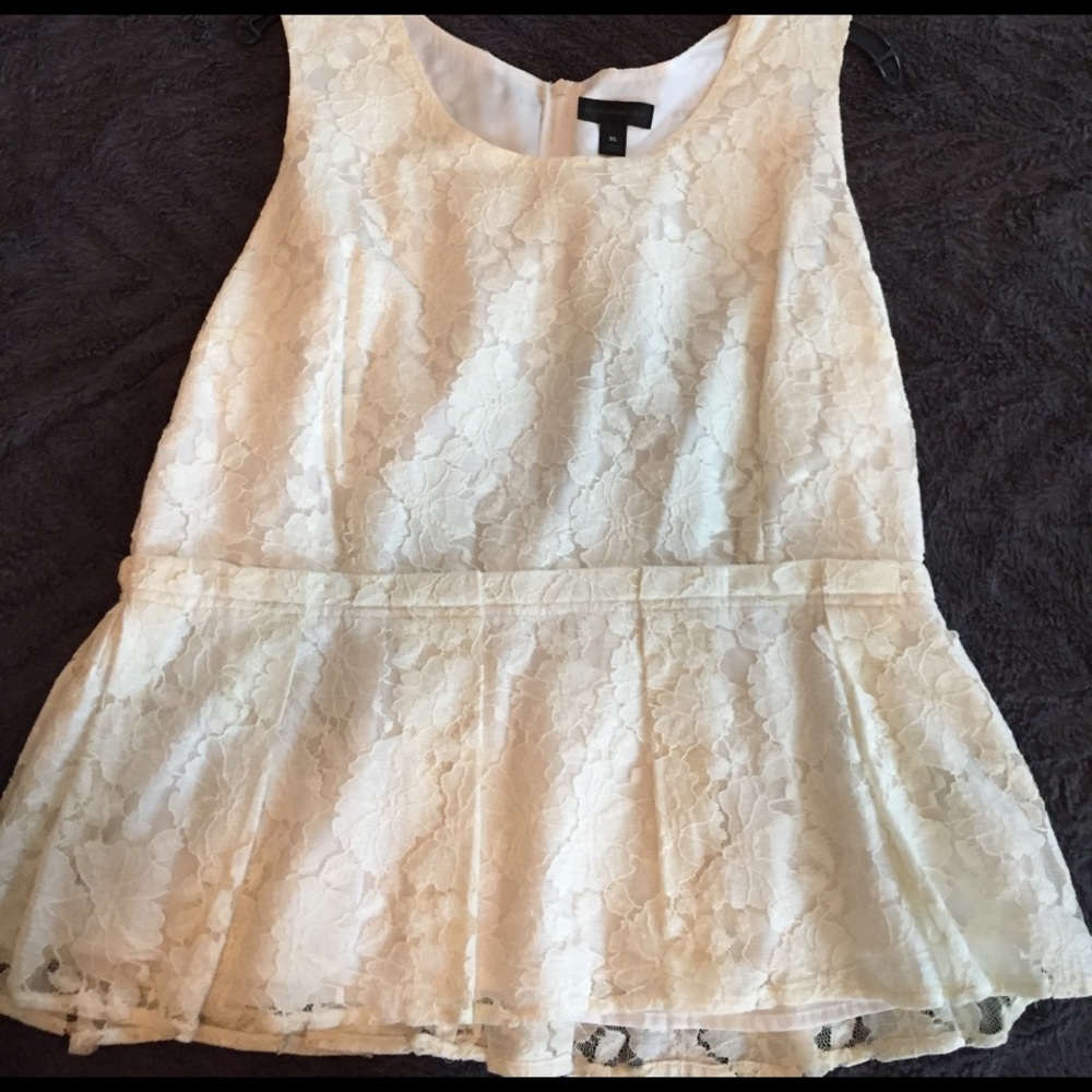White lace peplum top