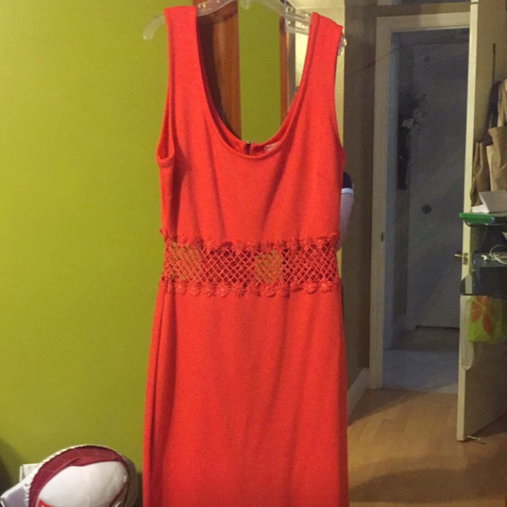 Coral bodycon mini dress