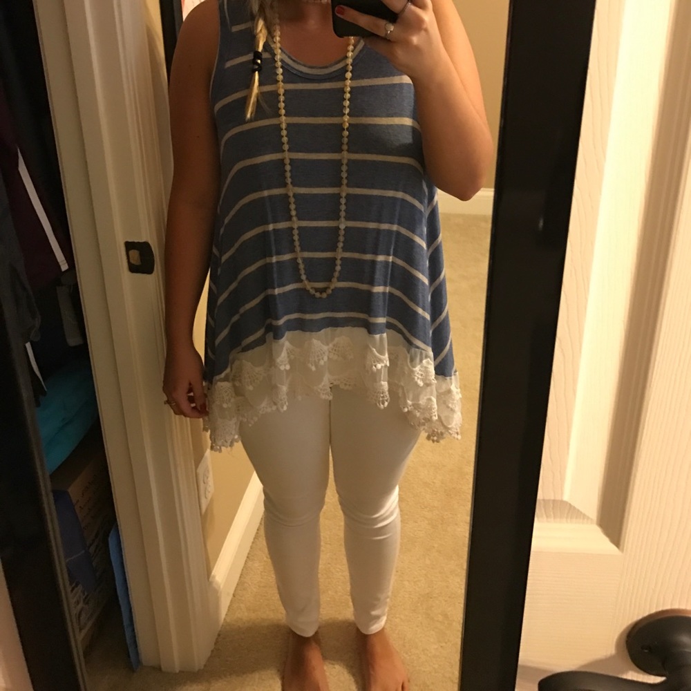 blue and white stripe tank top