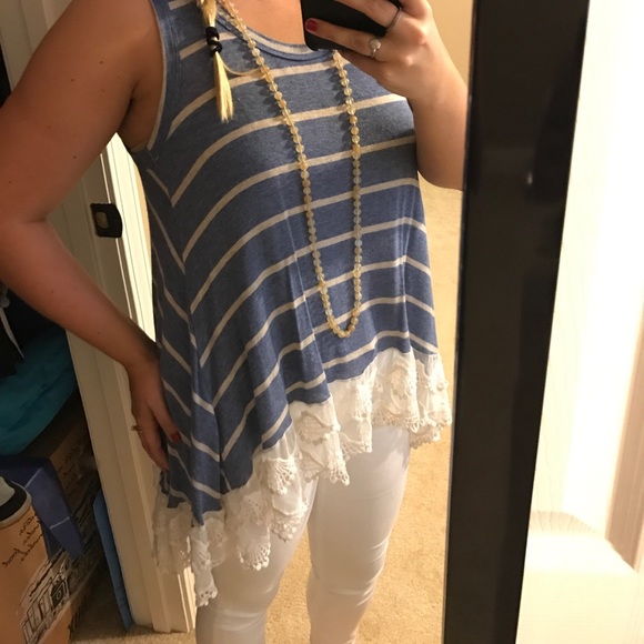 blue and white stripe tank top - Picture 2 of 2