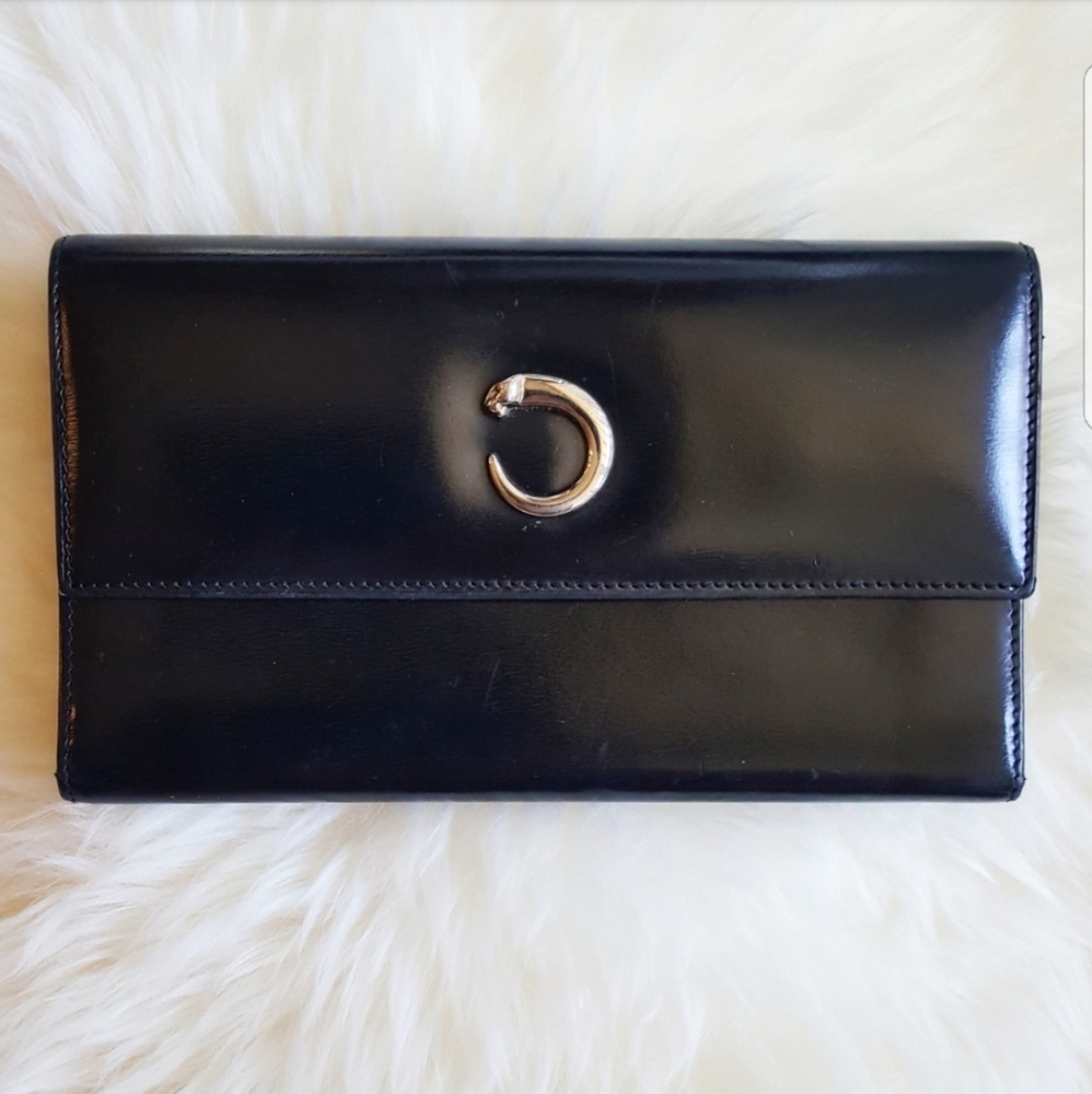 Cartier Panthere Long Trifold Wallet, Black