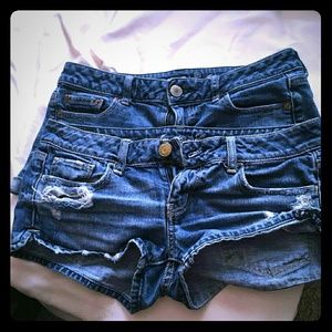 Two American Eagle jean shorts.
