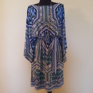 Belted Tunic Dress with 3/4 Bell Sleeves