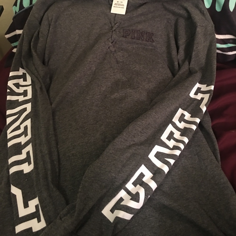 VS PINK LACE UP LONG SLEEVE