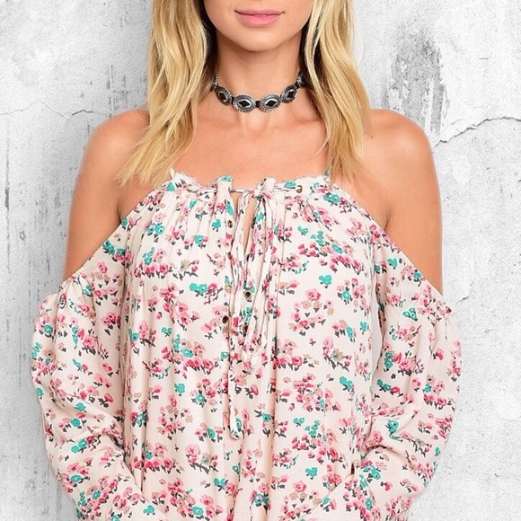 Pink Floral Cold Shoulder Dress - Picture 3 of 6