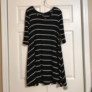 Black and white striped swing dress
