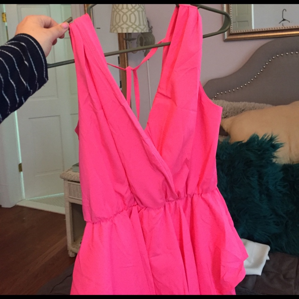 Neon pink romper