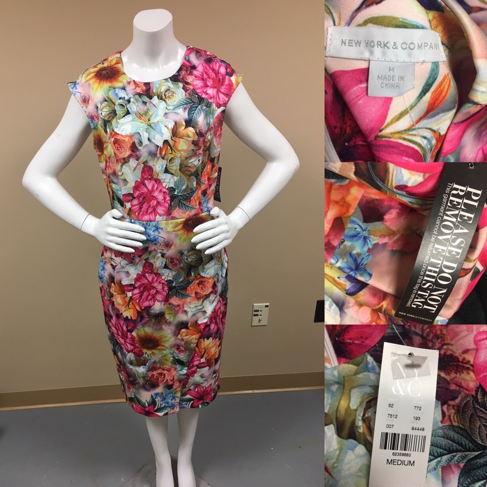 New York and Company Floral Fitted Dress