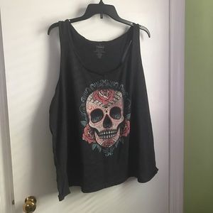 Torrid Gray Sugar Skull Tank; Size 3