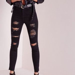 Missguided Black Sinner Ripped Jeans